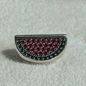 Authentic Retired Pandora Sterling Silver Pave Watermelon Charm - 791901CZR